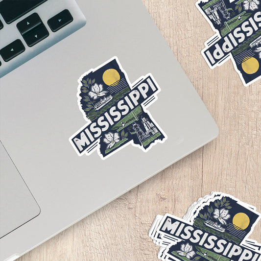 Retro Vinyl State Sticker - Mississippi