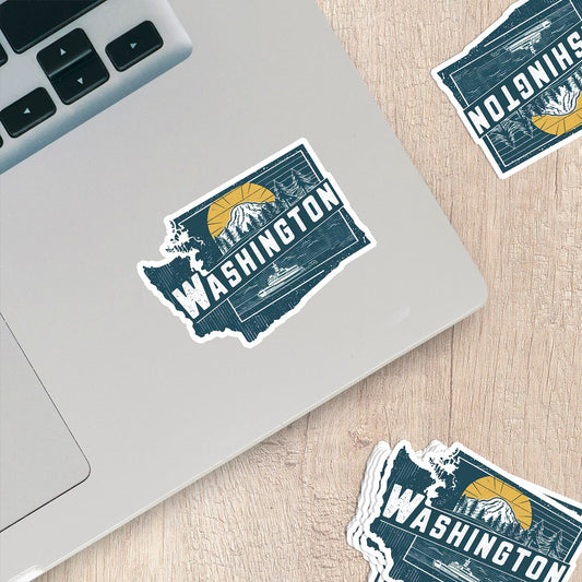 Retro Vinyl State Sticker - Washington