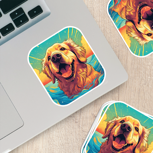 Golden Retriever Vinyl Sticker - Bring Home the Joy of a Golden Friend