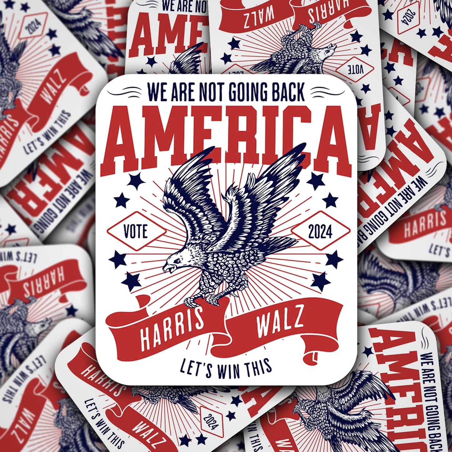 Harris Walz 2024 Vinyl Sticker - We're Not Going Back