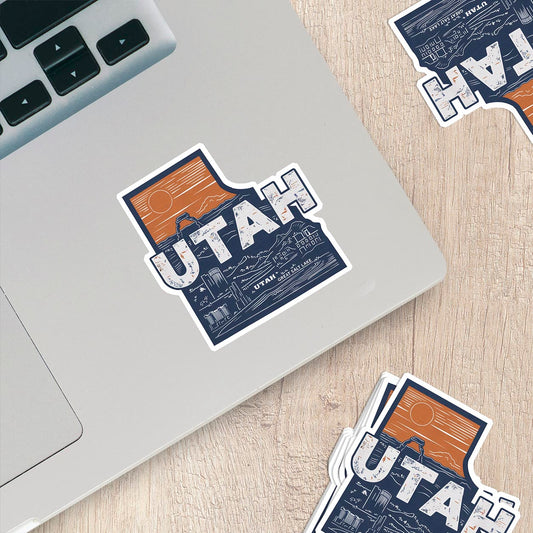 Retro Vinyl State Sticker - Utah