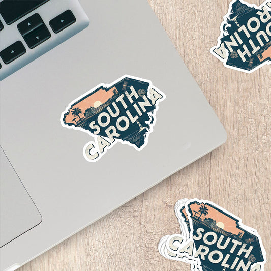 Retro Vinyl State Sticker - South Carolina