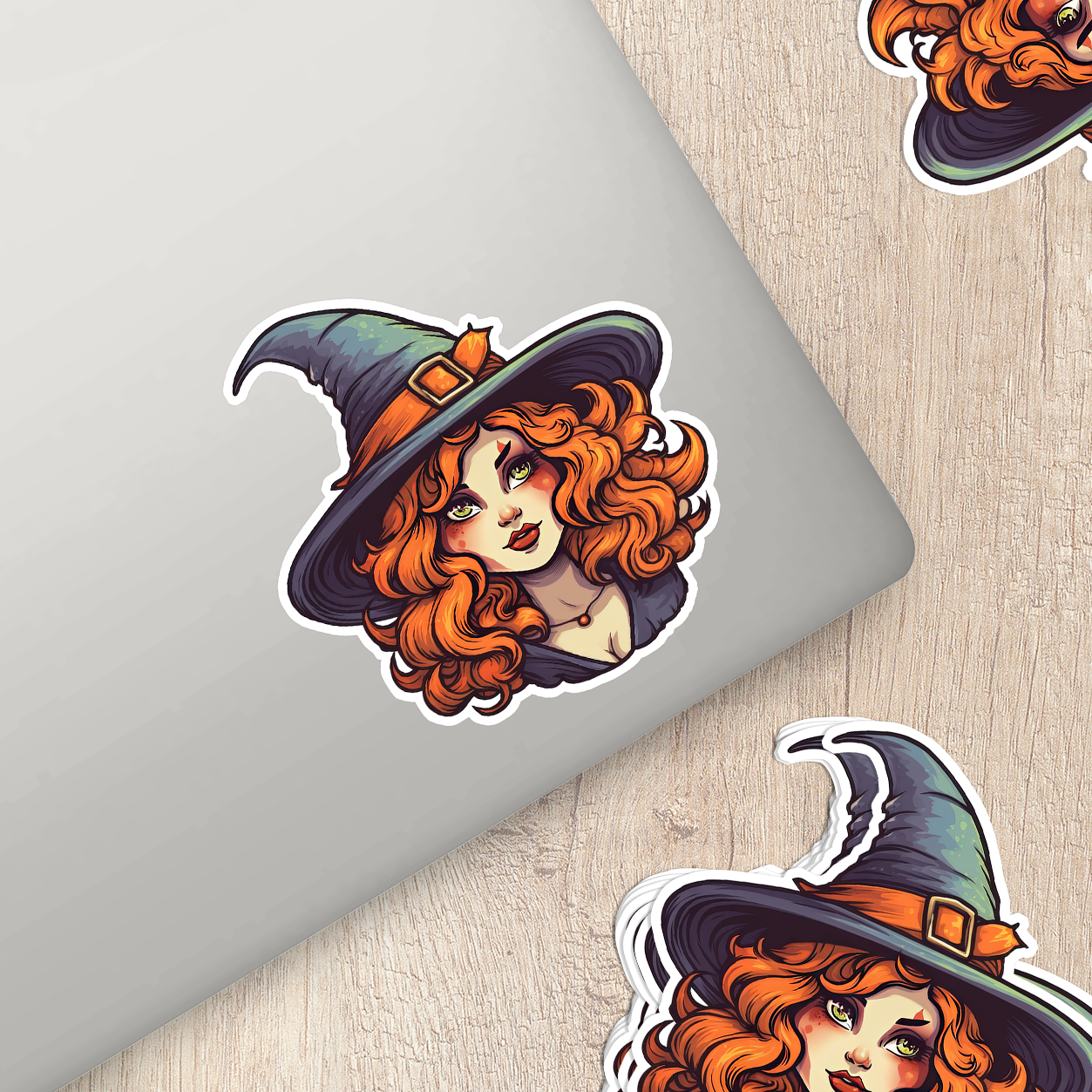 Red Hair Witch Vinyl Sticker - Mystical Beauty for Your Gear