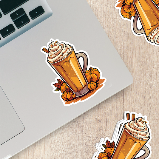 Pumpkin Spice Latte Vinyl Sticker - Sip, Savor, and Stick!