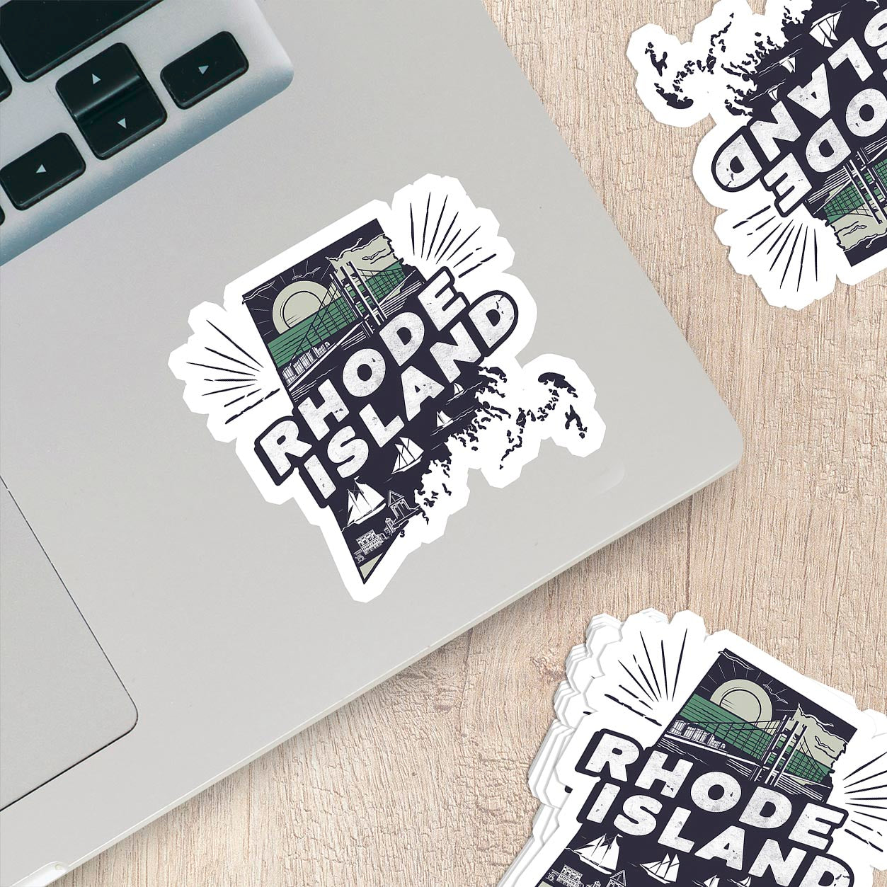 Retro Vinyl State Sticker - Rhoda Island