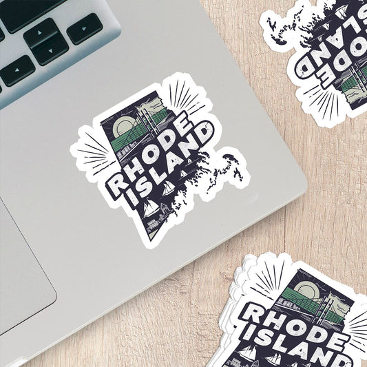 Retro Vinyl State Sticker - Rhoda Island