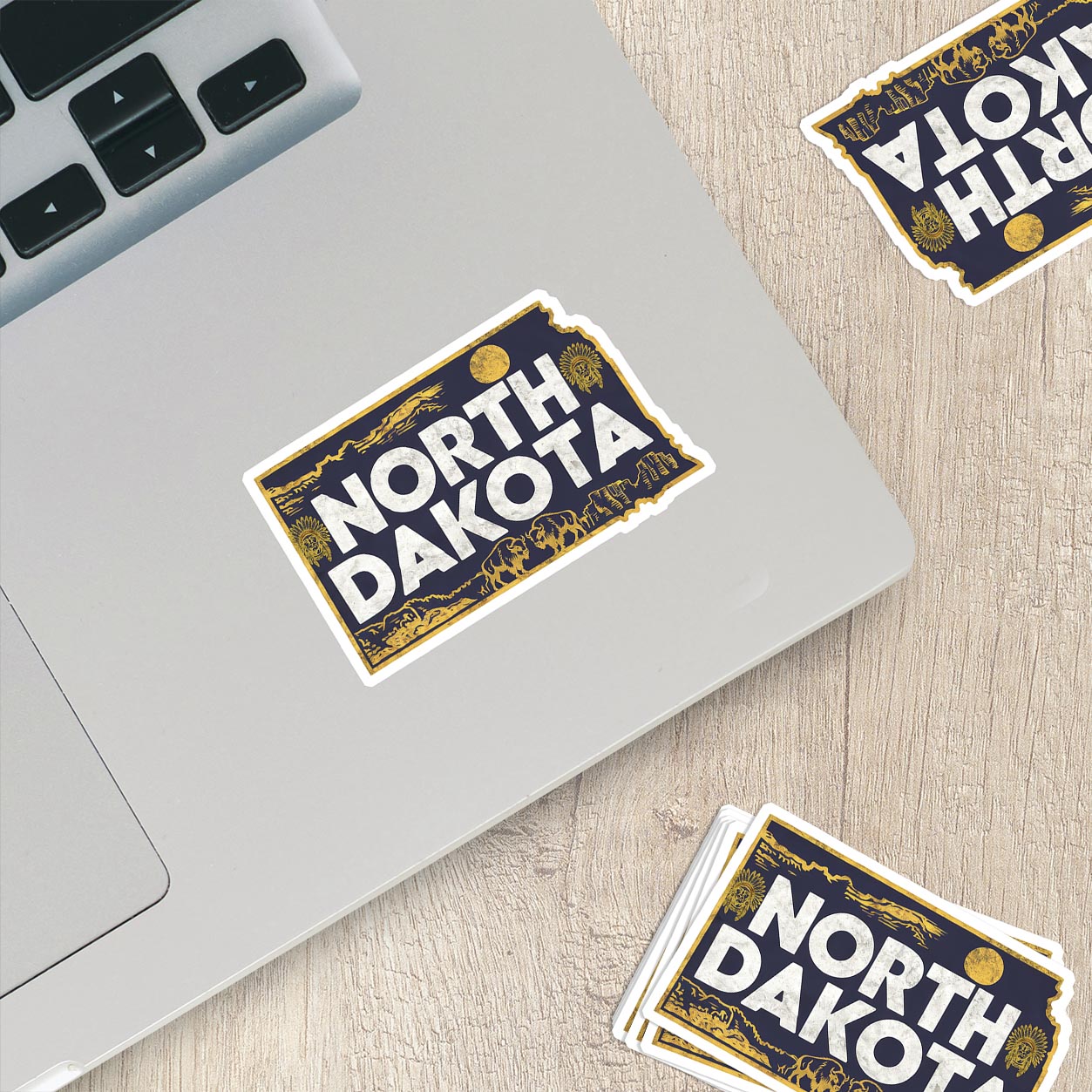 Retro Vinyl State Sticker - North Dakota