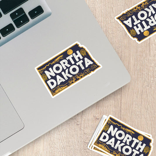 Retro Vinyl State Sticker - North Dakota