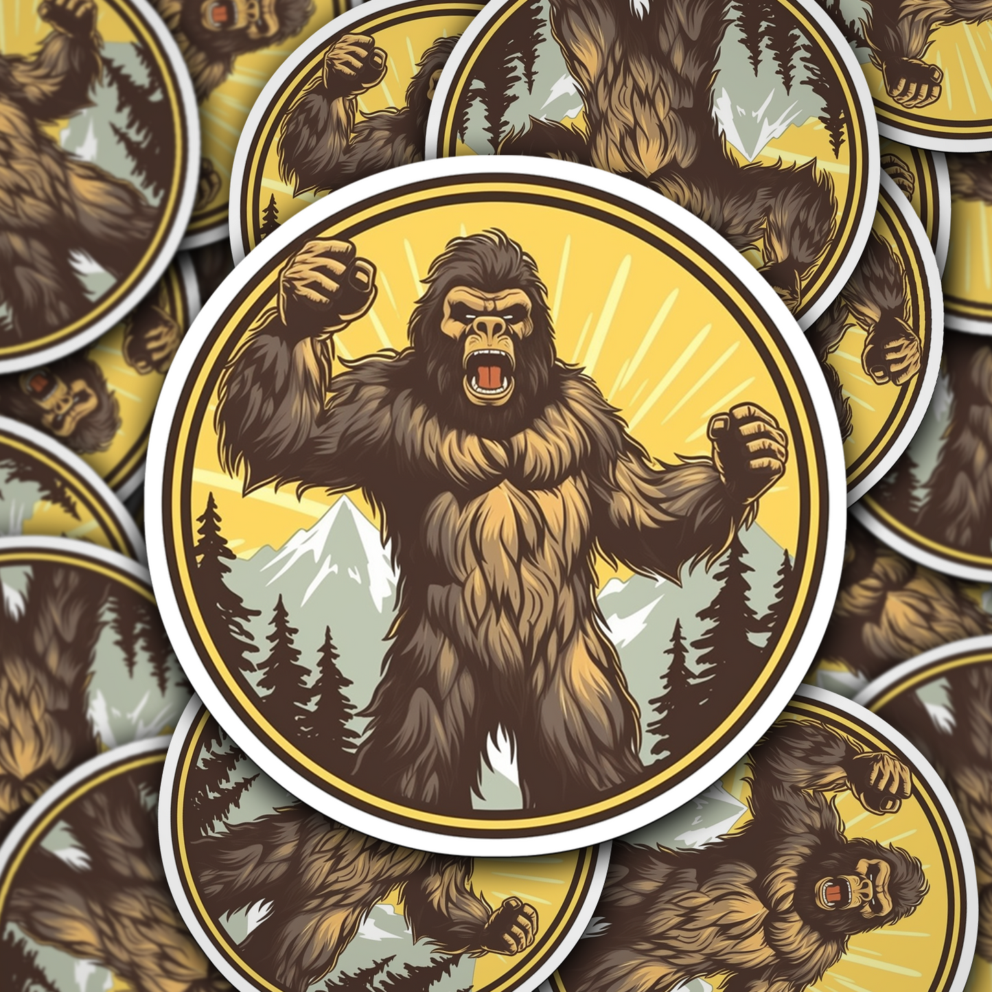 Introducing the Angry Bigfoot Vinyl Sticker - Unleash the Wild Fury!