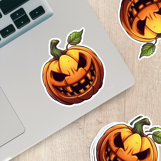 Jack-o'-Lantern Vinyl Sticker - Unleash the Frightful Spirit