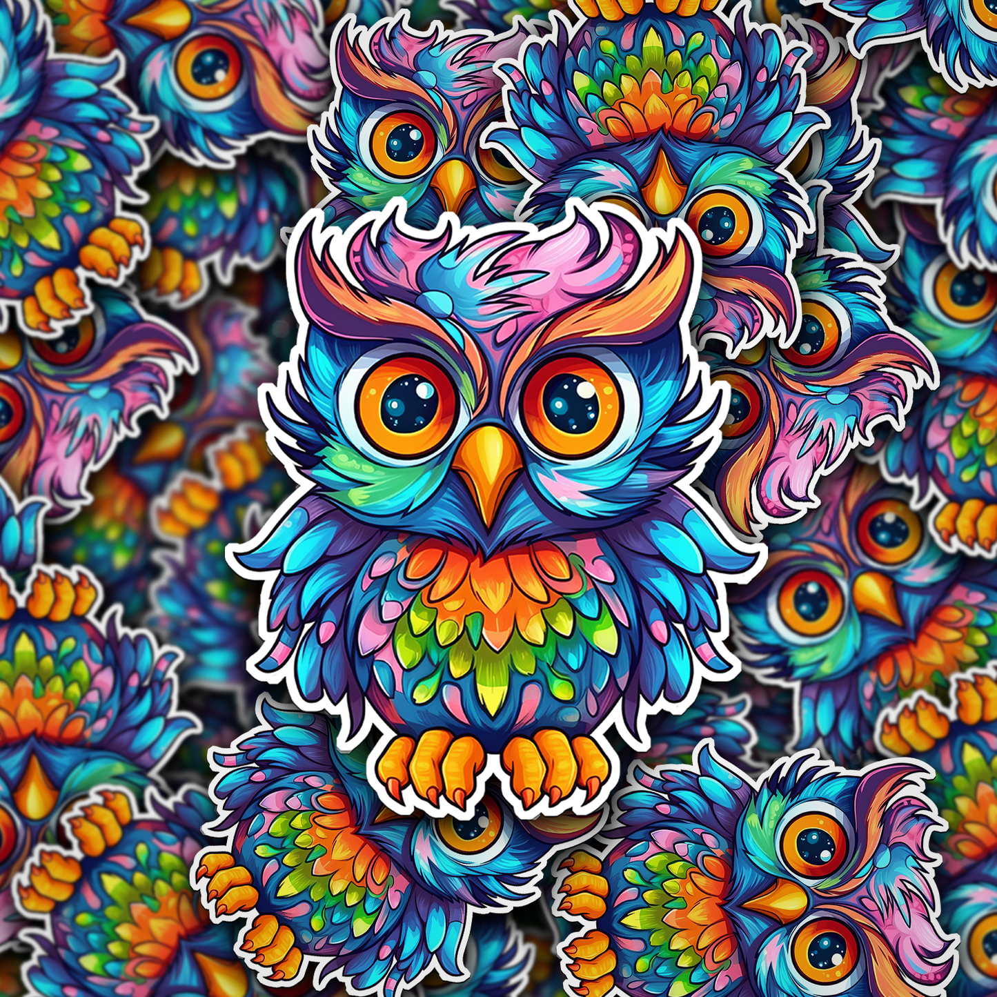 Colorful Owl Sticker - Vibrant and Playful Decal