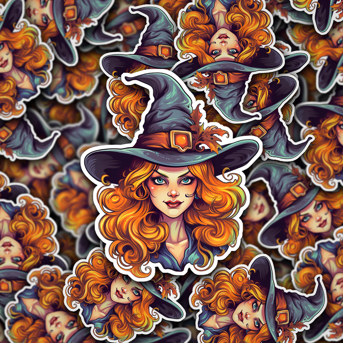 Red Hair Witch Vinyl Sticker - Mystical Beauty for Your Gear