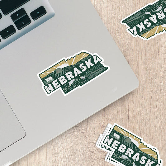 Retro Vinyl State Sticker - Nebraska