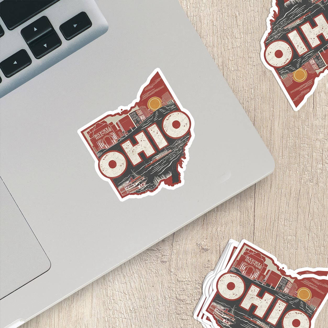 Retro Vinyl State Sticker - Ohio