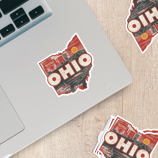 Retro Vinyl State Sticker - Ohio