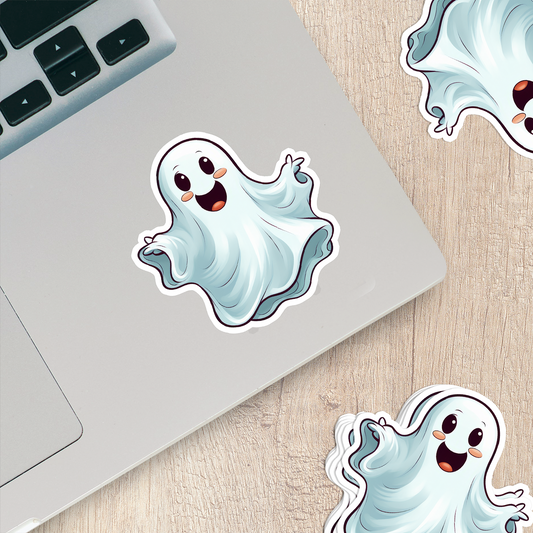 Cute Ghost Vinyl Sticker - Adorable Haunting for Your Gear