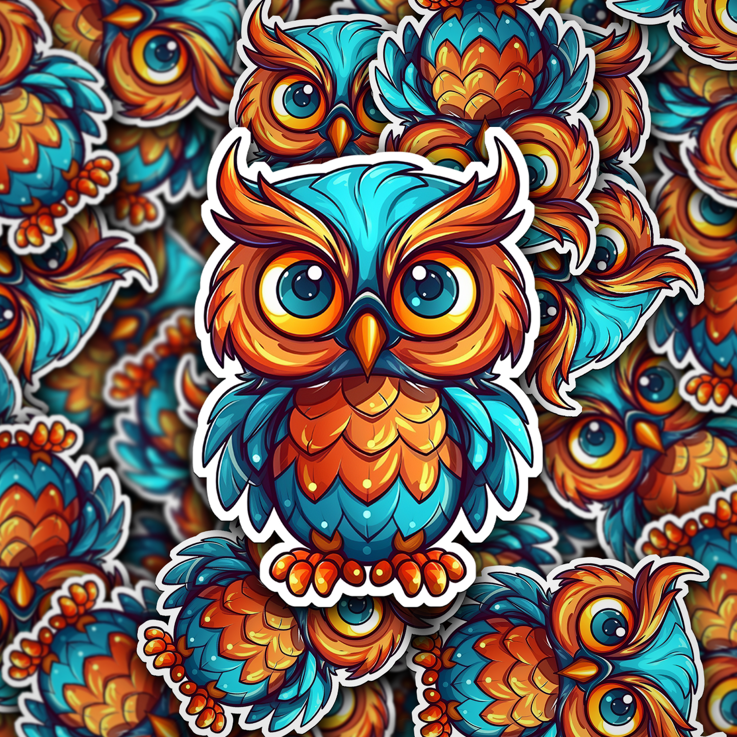 Colorful Owl Sticker - Vibrant and Playful Decal