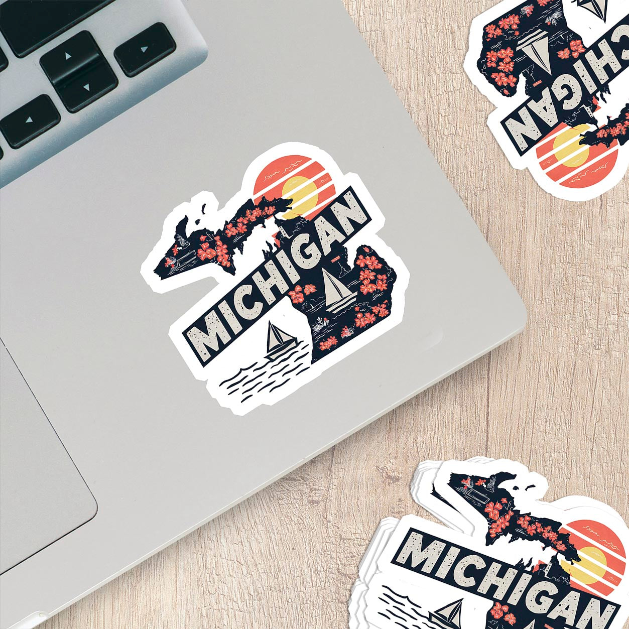 Retro Vinyl State Sticker - Michigan