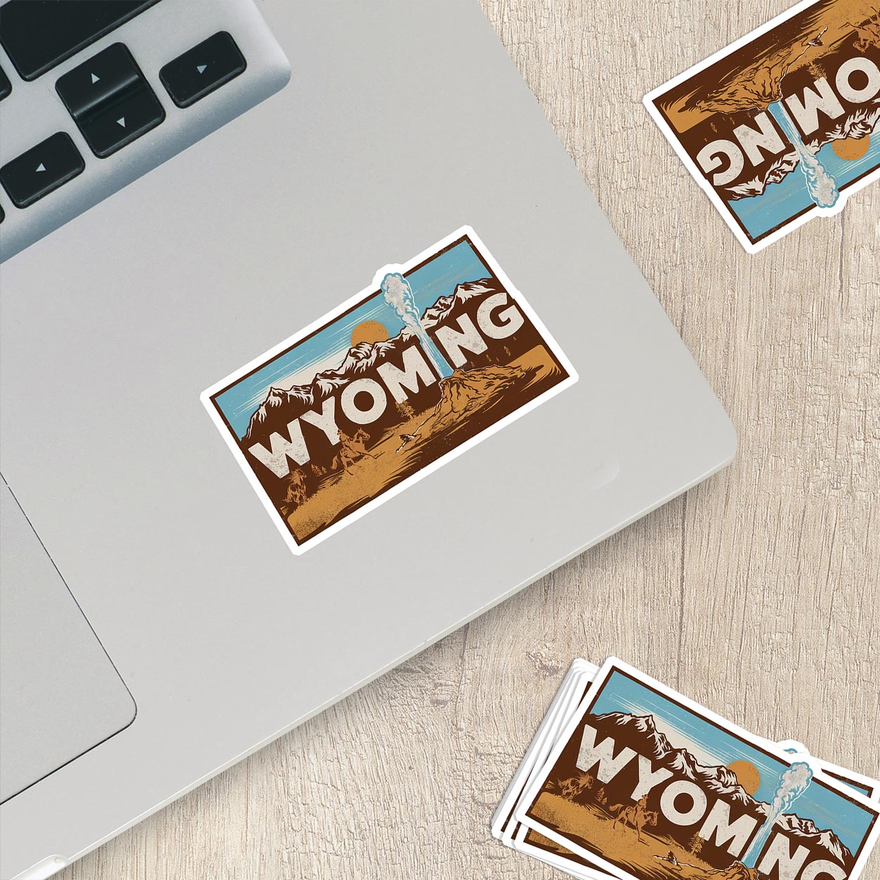 Retro Vinyl State Sticker - Wyoming