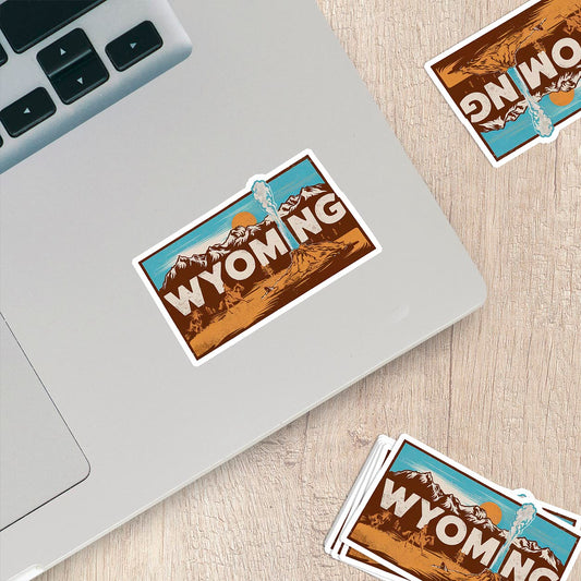 Retro Vinyl State Sticker - Wyoming