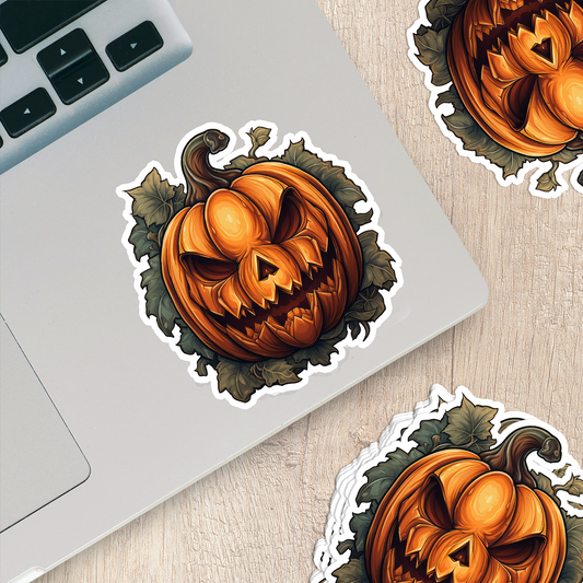 Jack-o'-Lantern Vinyl Sticker - Unleash the Frightful Spirit