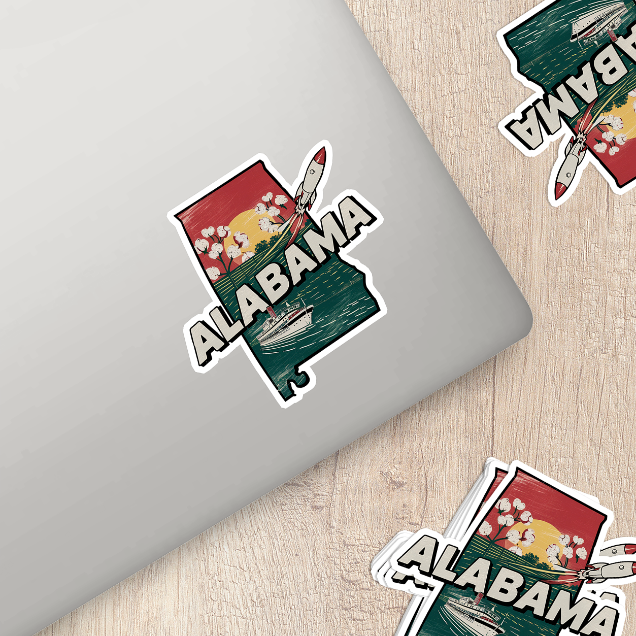 Retro Vinyl State Sticker - Alabama