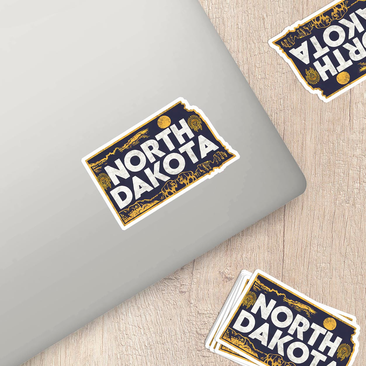 Retro Vinyl State Sticker - North Dakota