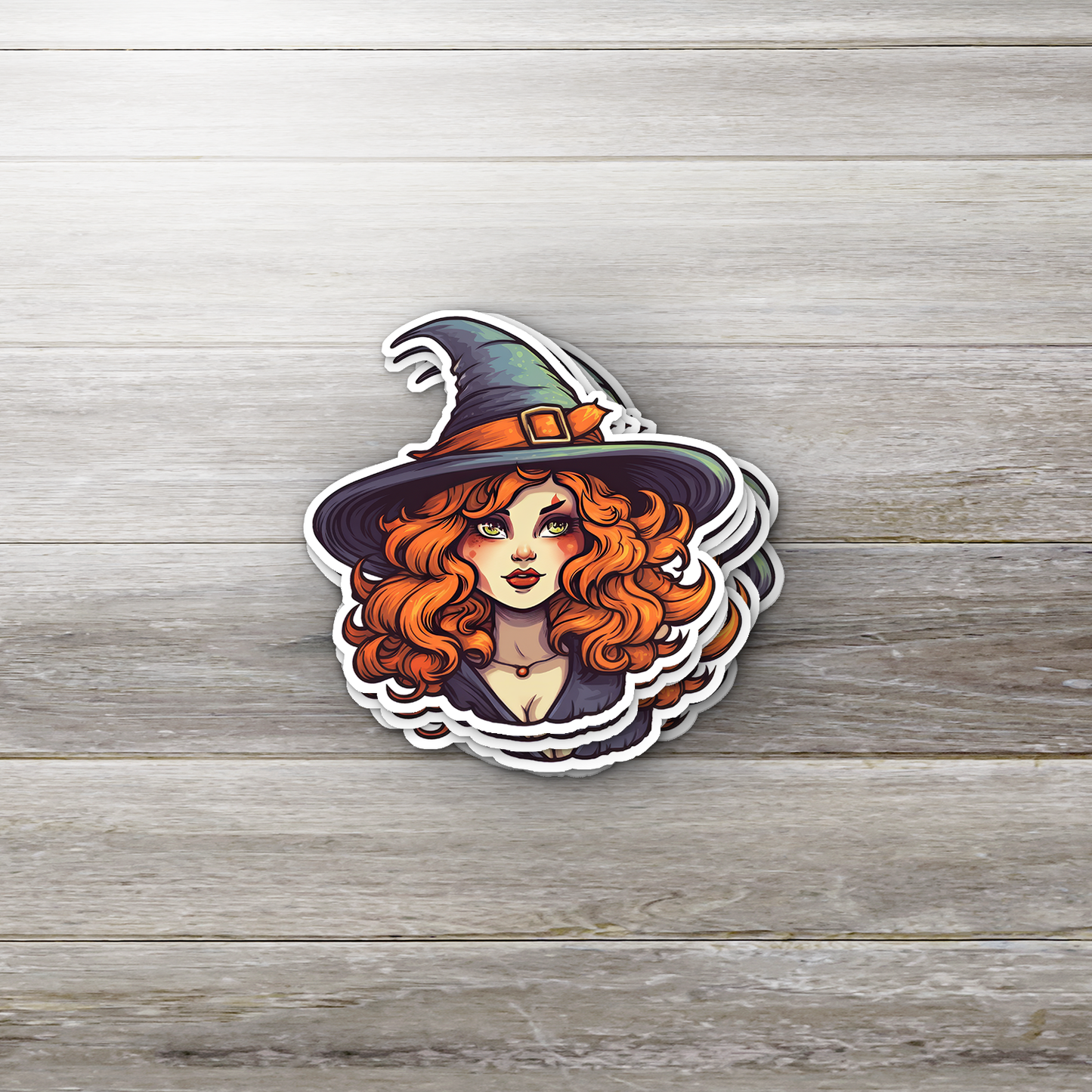 Red Hair Witch Vinyl Sticker - Mystical Beauty for Your Gear