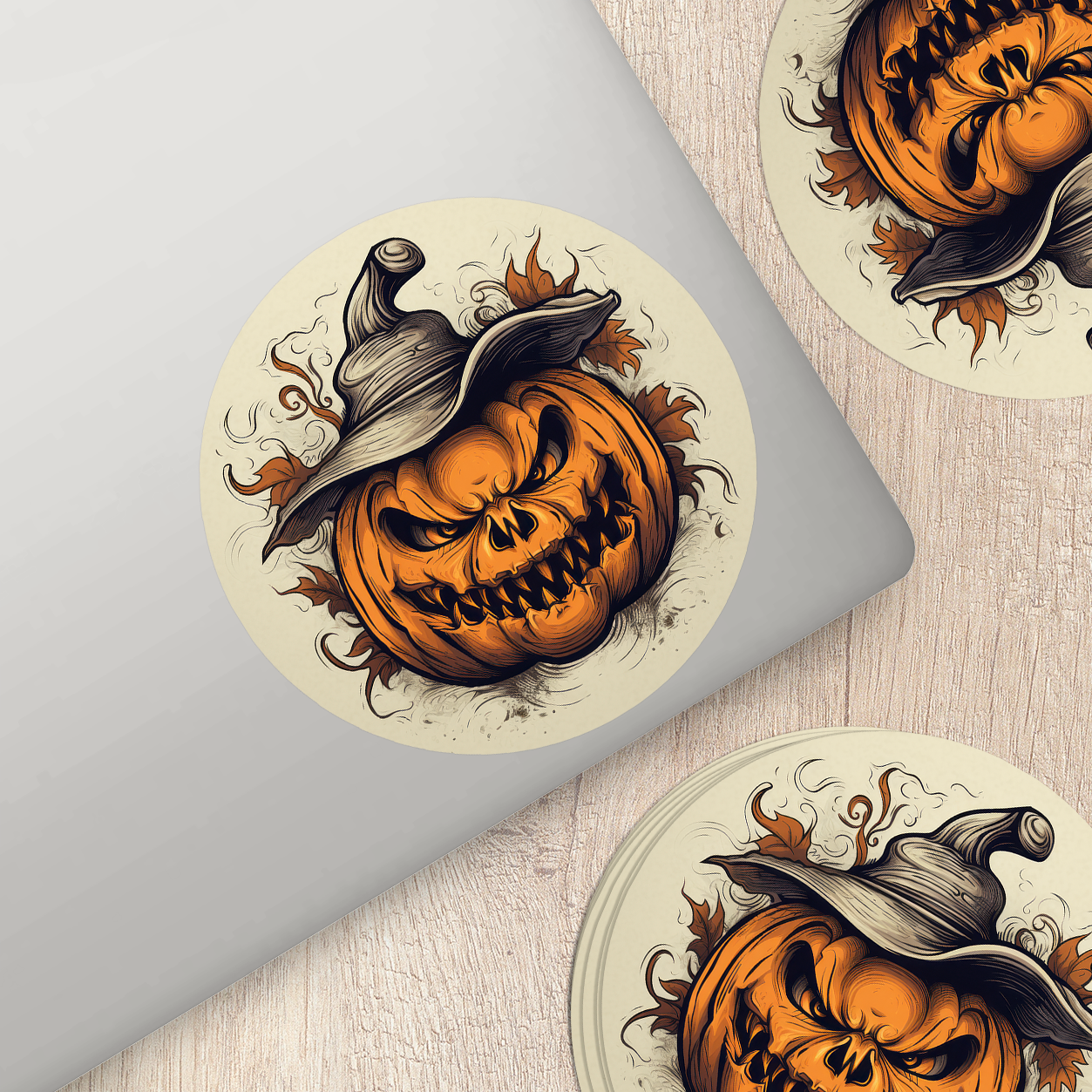 Scary Jack-o'-Lantern Vinyl Sticker - Unleash the Frightful Spirit