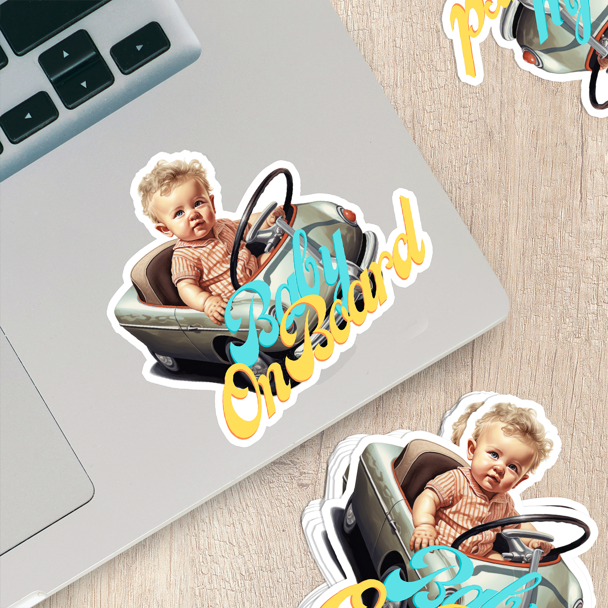 Colorful Baby On Board Vinyl Sticker