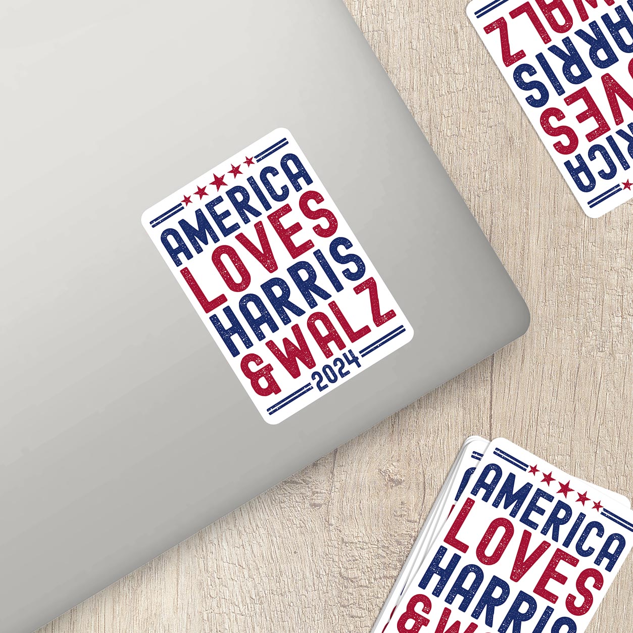 Harris Walz 2024 Vinyl Sticker - America Loves Harris & Walz