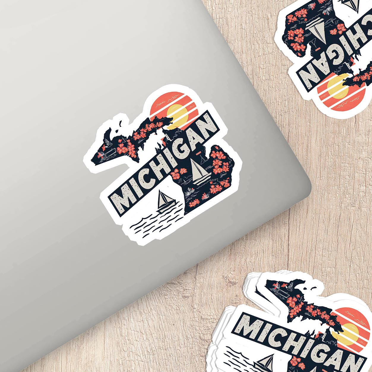 Retro Vinyl State Sticker - Michigan