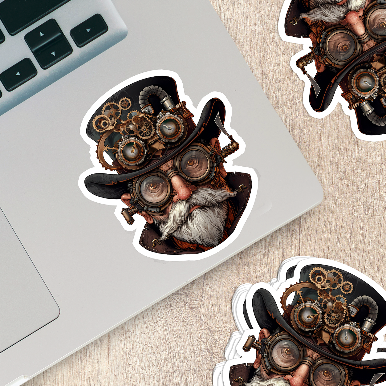 Victorian Steampunk Gentleman Vinyl Sticker - Retro Chic for Your Gear