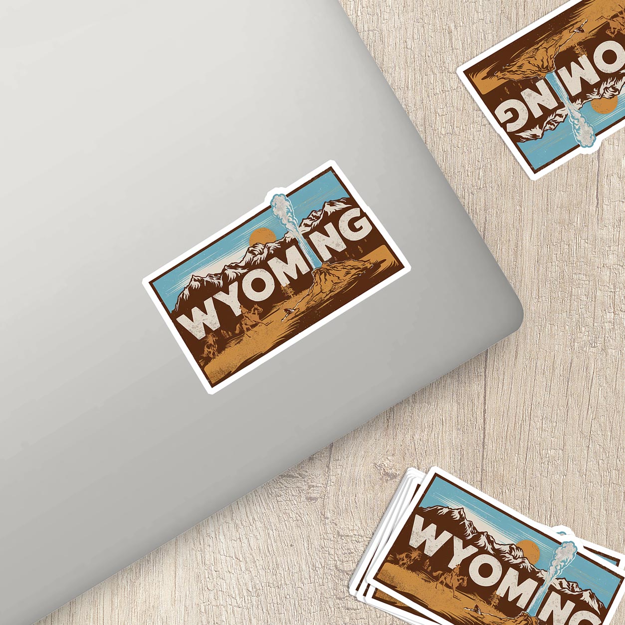 Retro Vinyl State Sticker - Wyoming