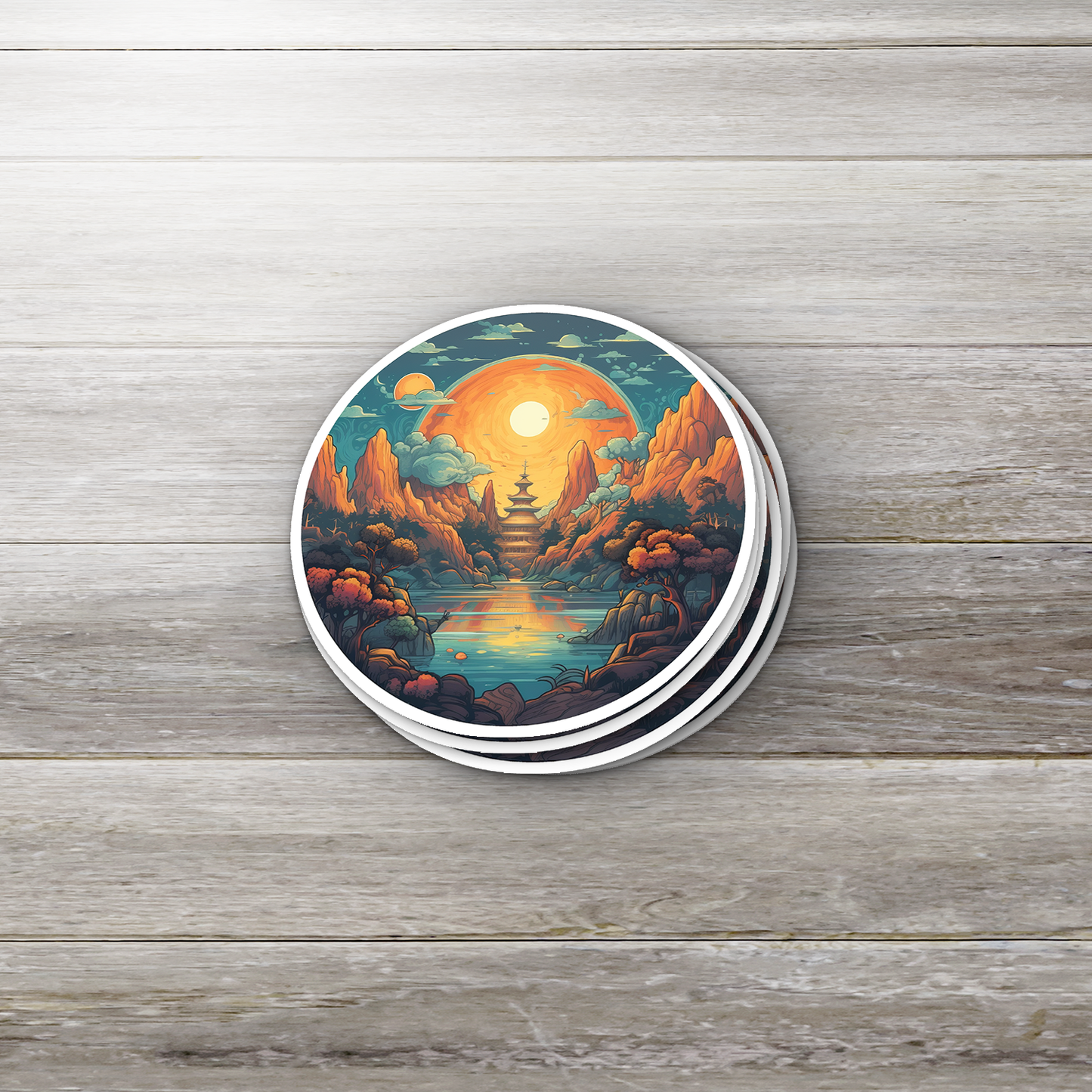 Steampunk Fantasy Landscape Sticker - Transport Yourself to a World of Adventure!