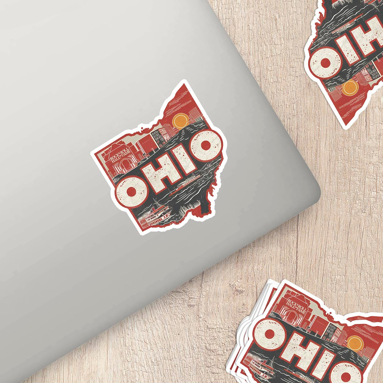 Retro Vinyl State Sticker - Ohio