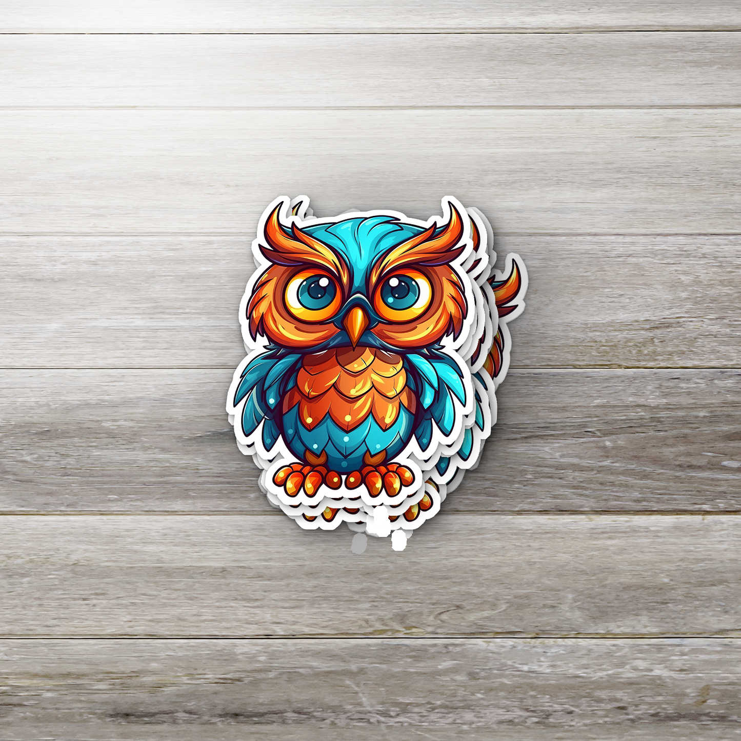 Colorful Owl Sticker - Vibrant and Playful Decal