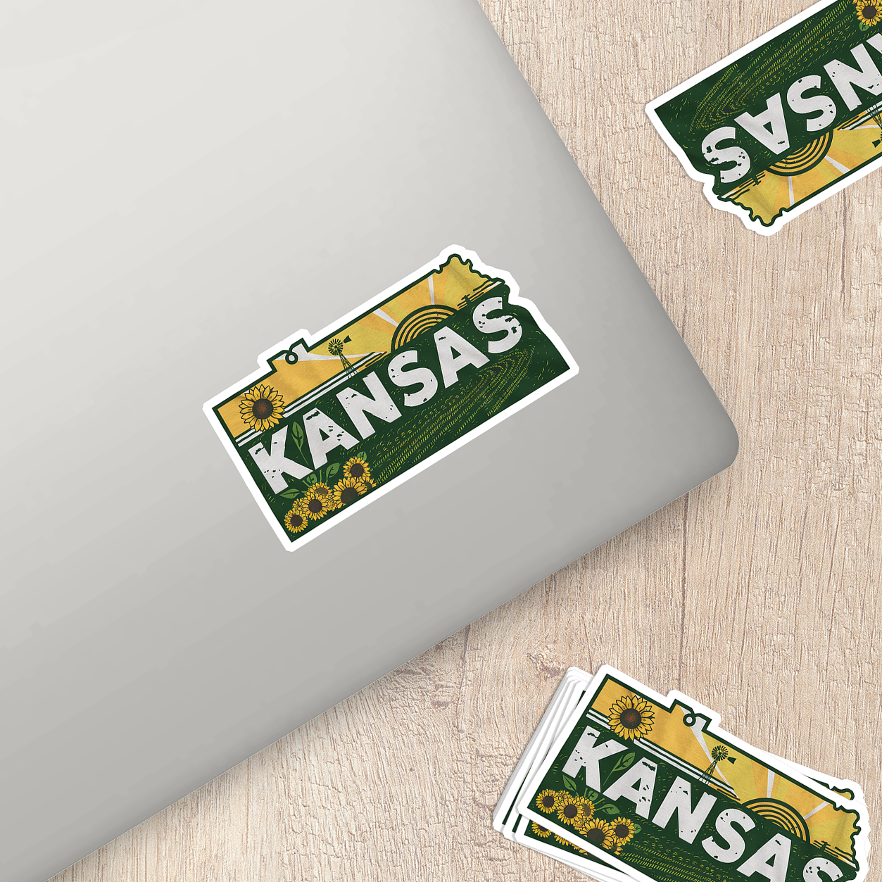 Retro Vinyl State Sticker - Kansas