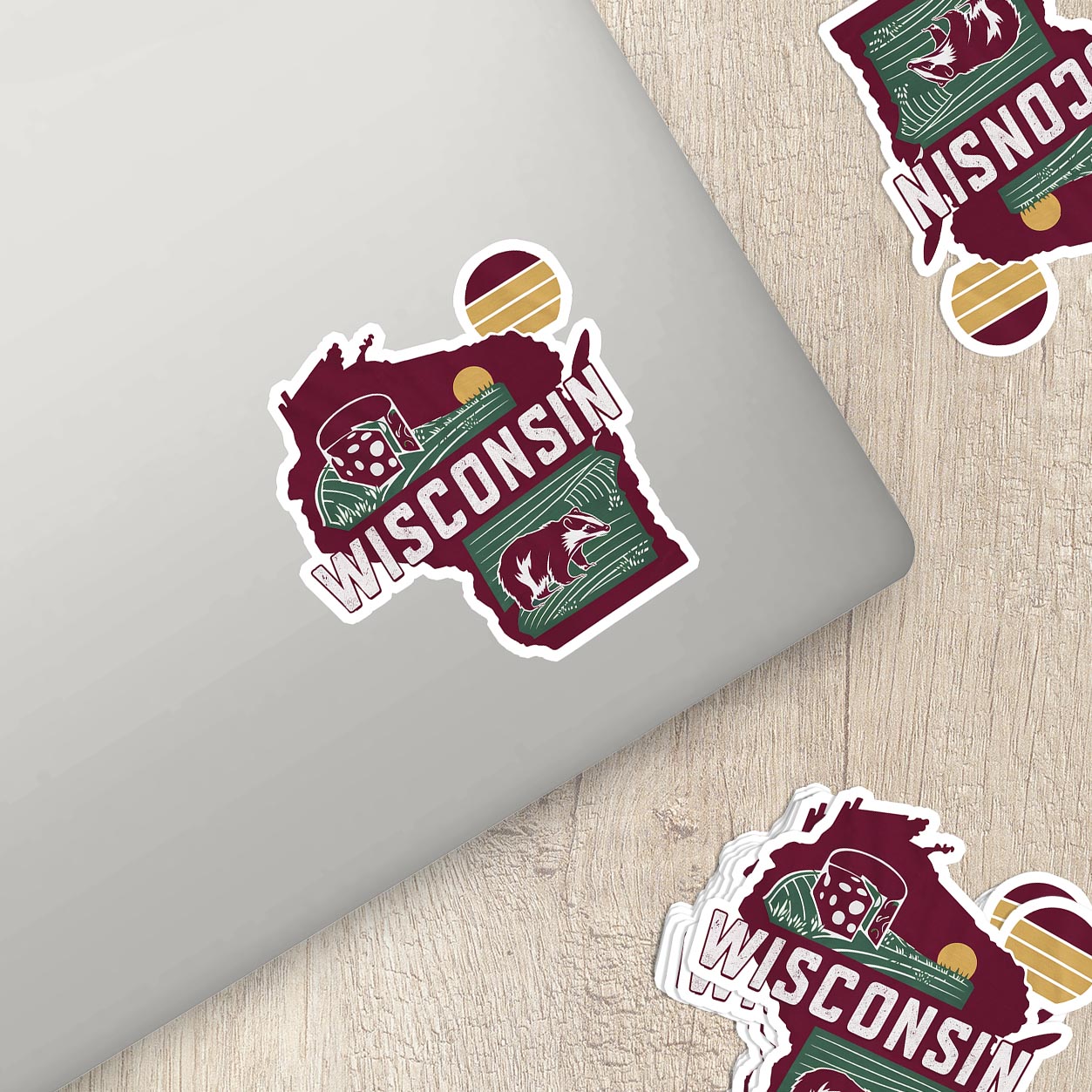 Retro Vinyl State Sticker - Wisconsin