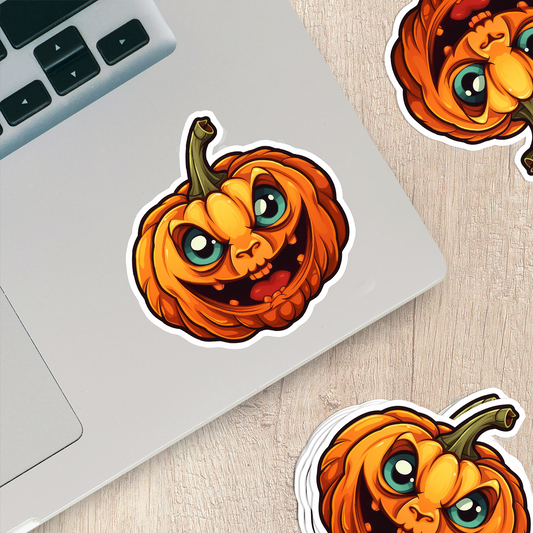 Jack-o'-Lantern Vinyl Sticker - Unleash the Frightful Spirit