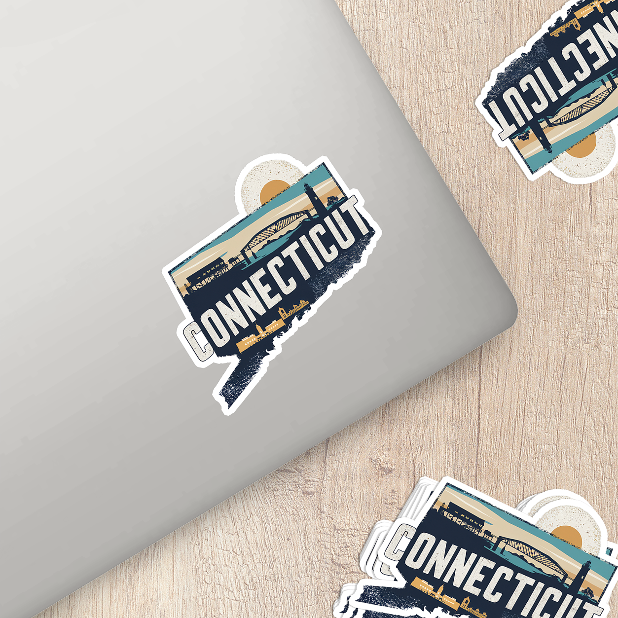 Retro Vinyl State Sticker - Connecticut