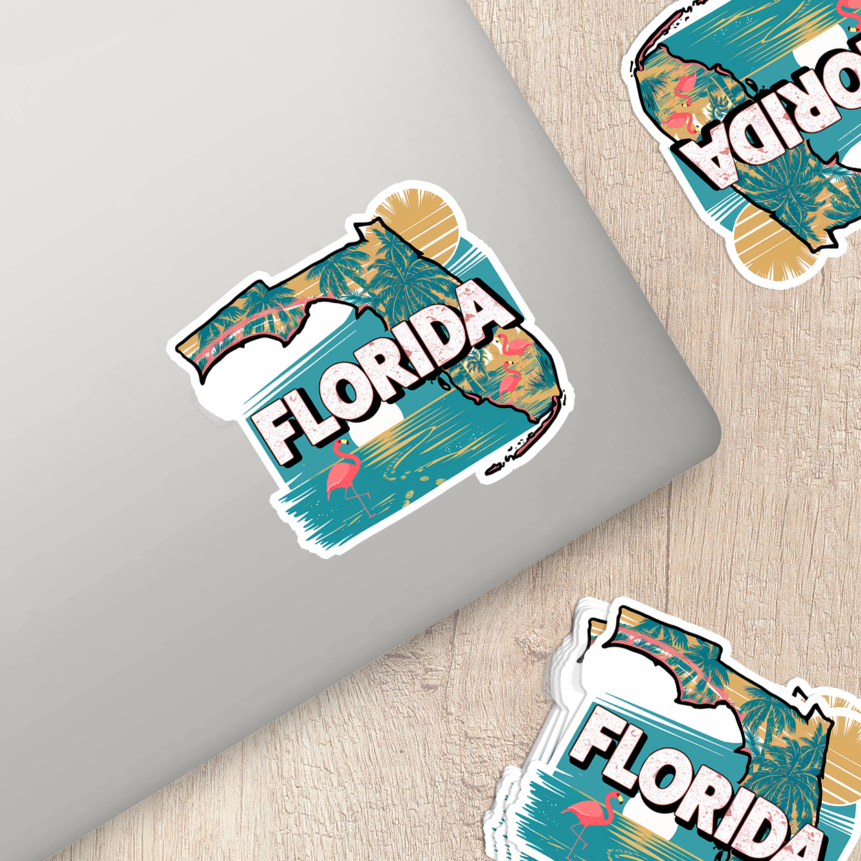 Retro Vinyl State Sticker - Florida