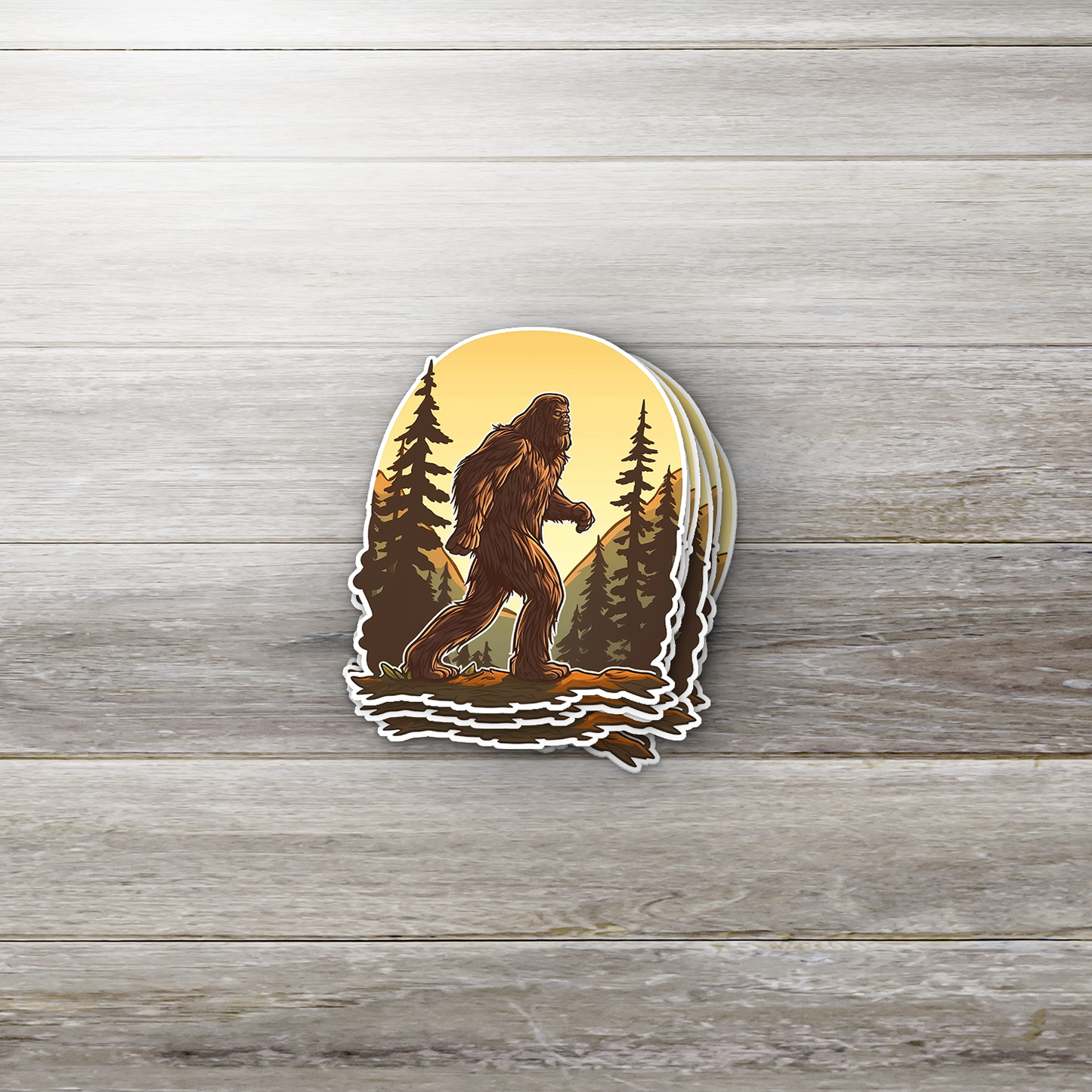 Bigfoot Walking Through the Mountains Sticker