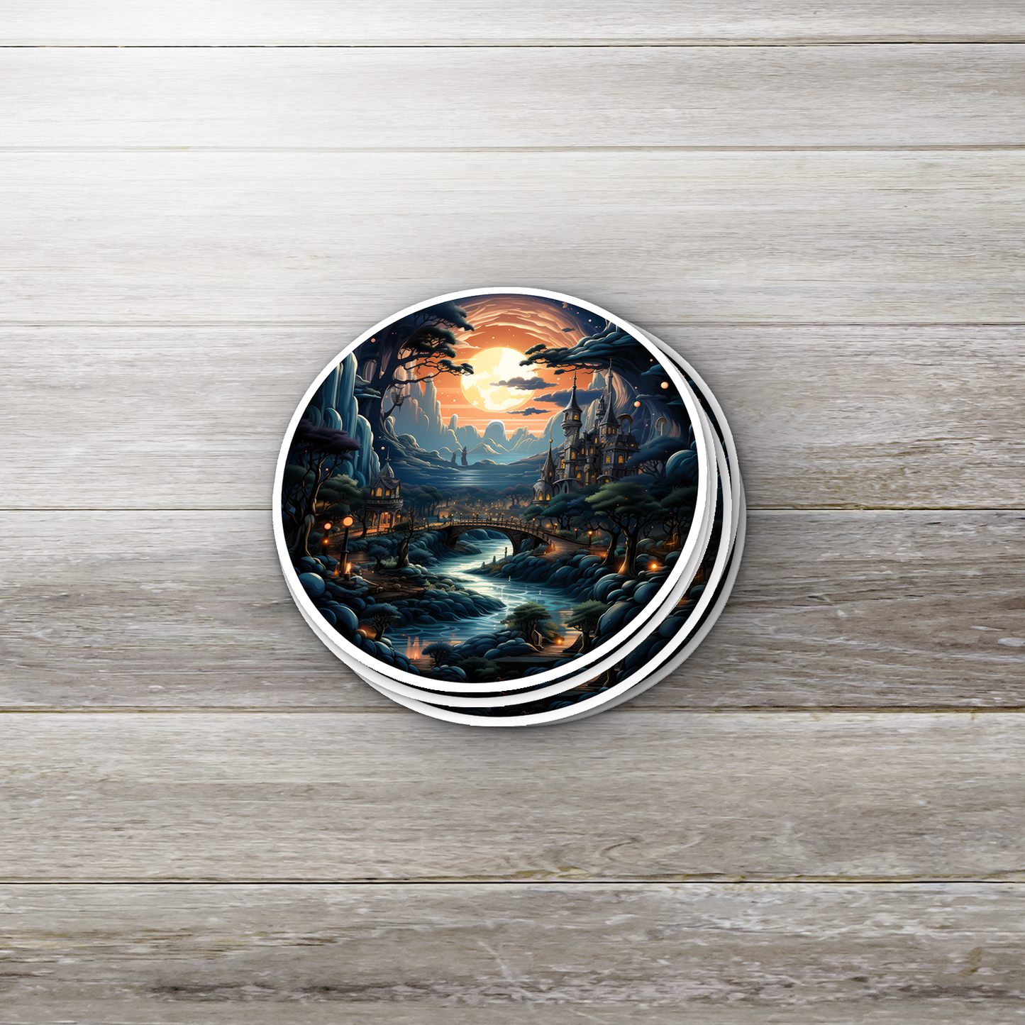 Steampunk Fantasy Landscape Sticker - Transport Yourself to a World of Adventure!