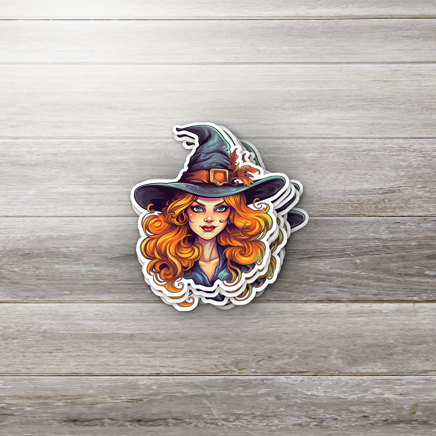 Red Hair Witch Vinyl Sticker - Mystical Beauty for Your Gear