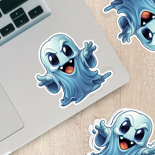 Cute Ghost Vinyl Sticker - Adorable Haunting for Your Gear