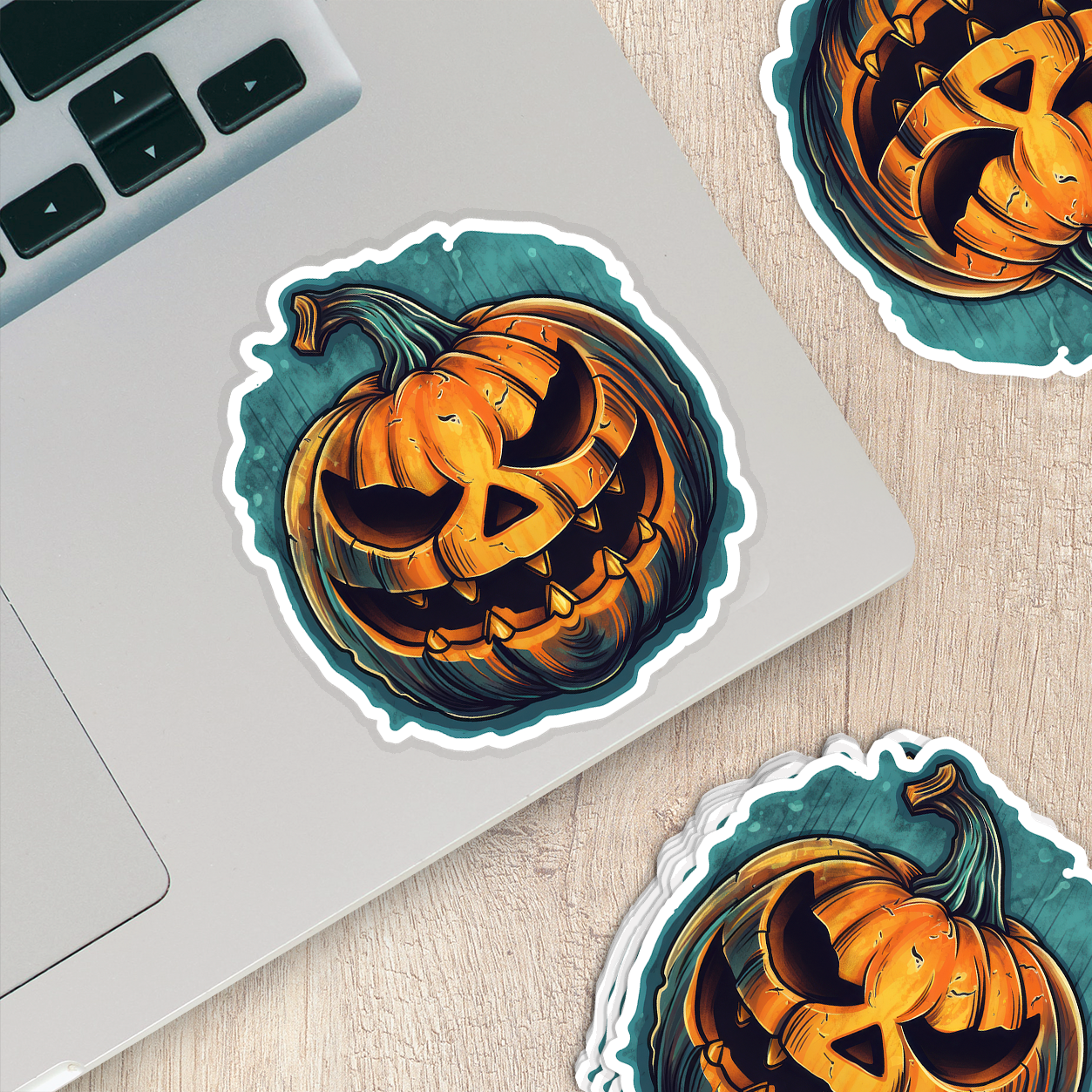 Scary Jack-o'-Lantern Vinyl Sticker - Unleash the Frightful Spirit