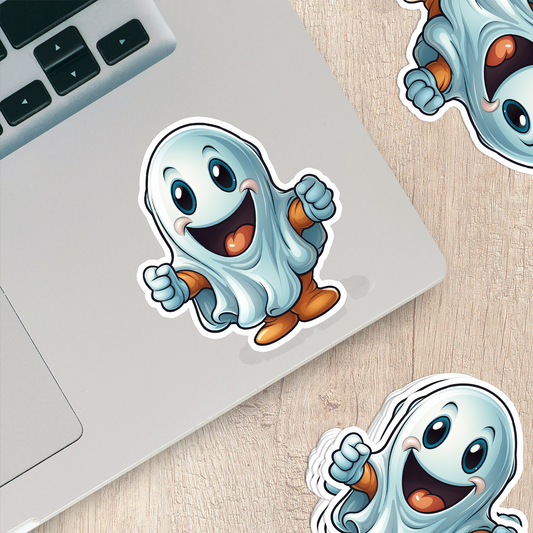 Cute Ghost Vinyl Sticker - Adorable Haunting for Your Gear