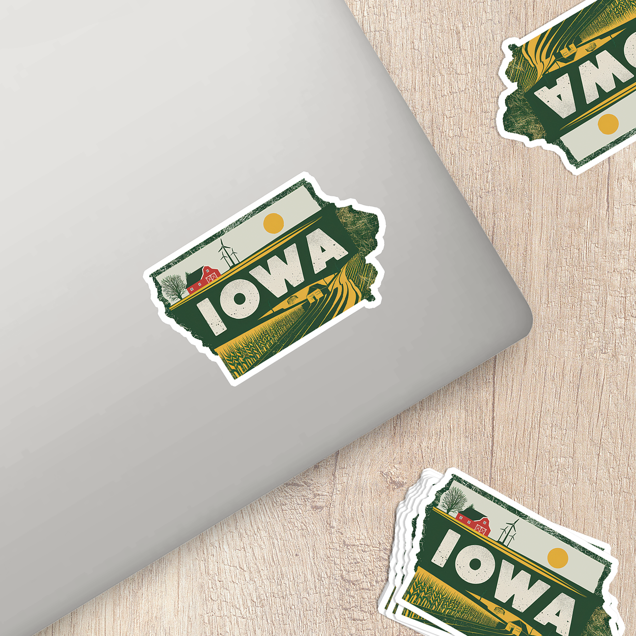 Retro Vinyl State Sticker - Iowa