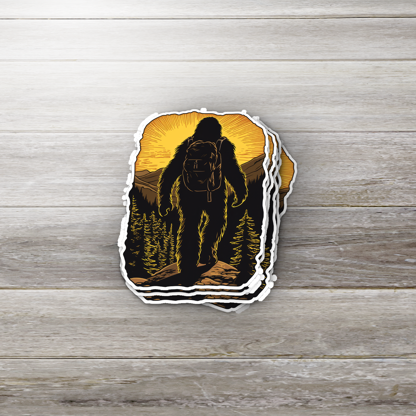 Bigfoot Hiker With Backpack Sticker